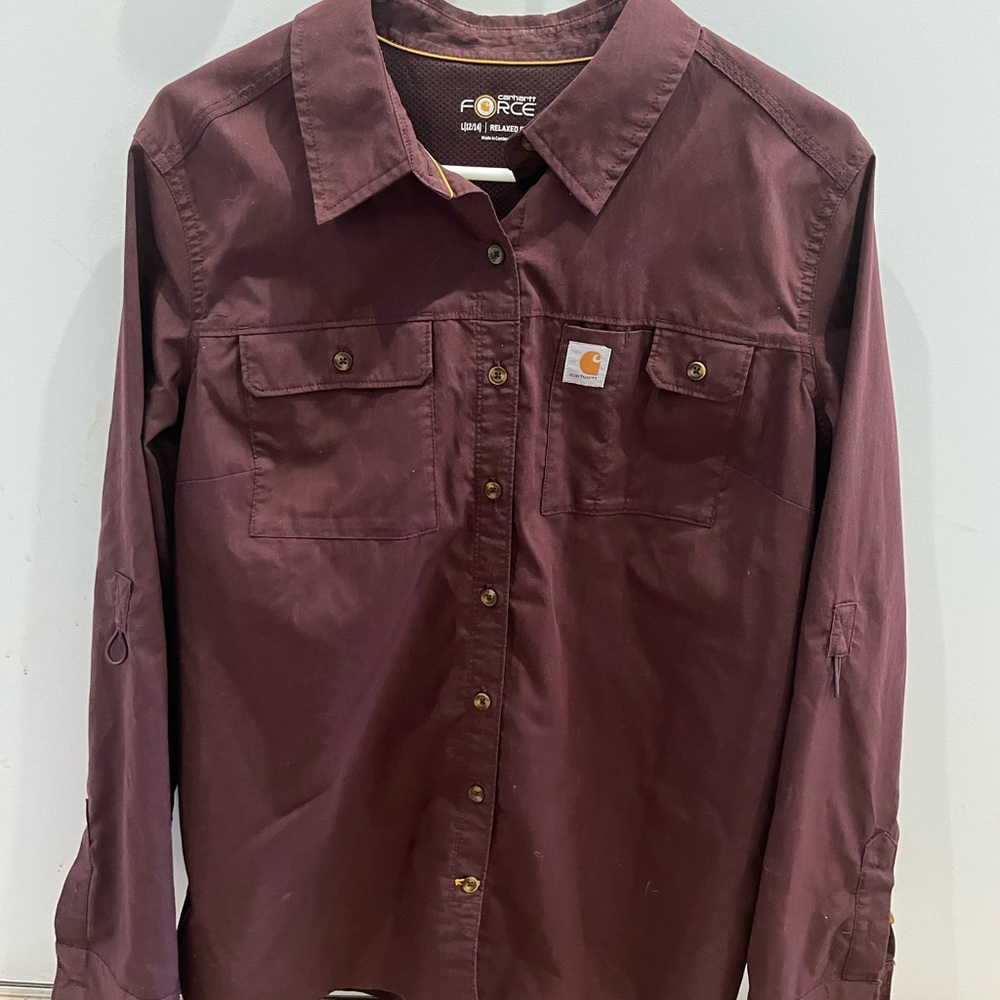 Carhartt maroon button-down